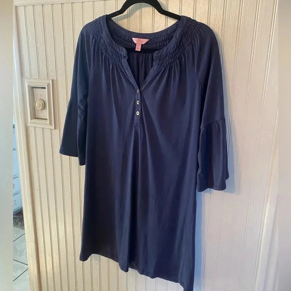 Lilly Pulitzer smocked neck bell sleeve dress
